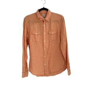 Baird Mcnutt Linen Murano Slum Fit Orange Long Sleeve Button Shirt Men’s Medium